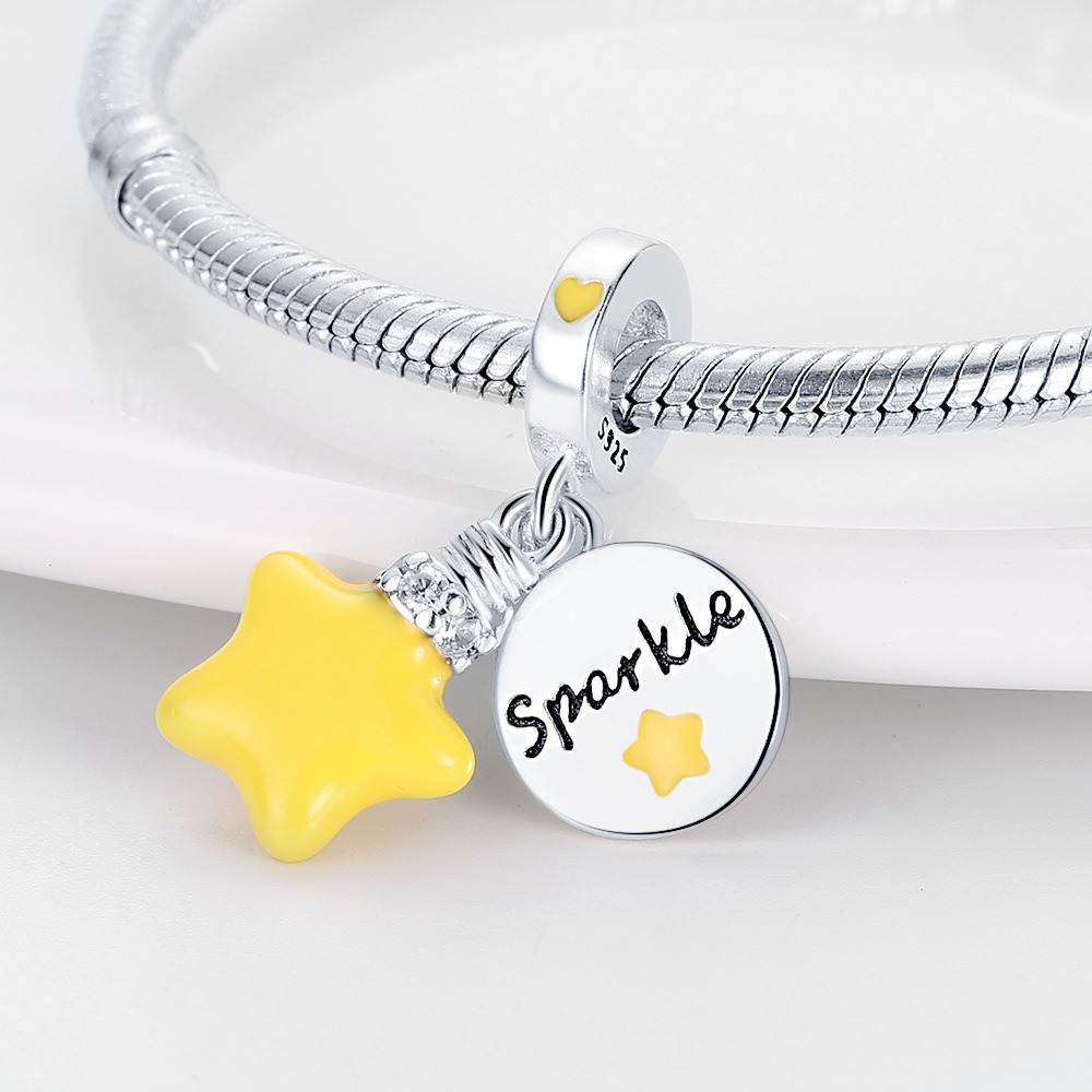 S925 Sterling Silver Beaded DIY Luminous Star Bracelet Accessories - Image 4