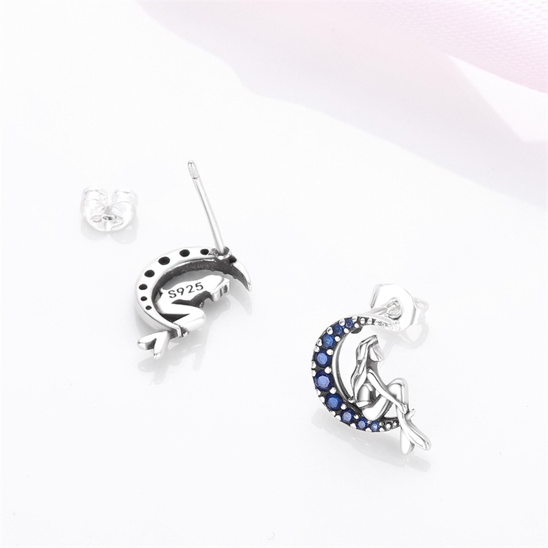 S925 sterling silver stud earrings mermaid earrings - Image 5
