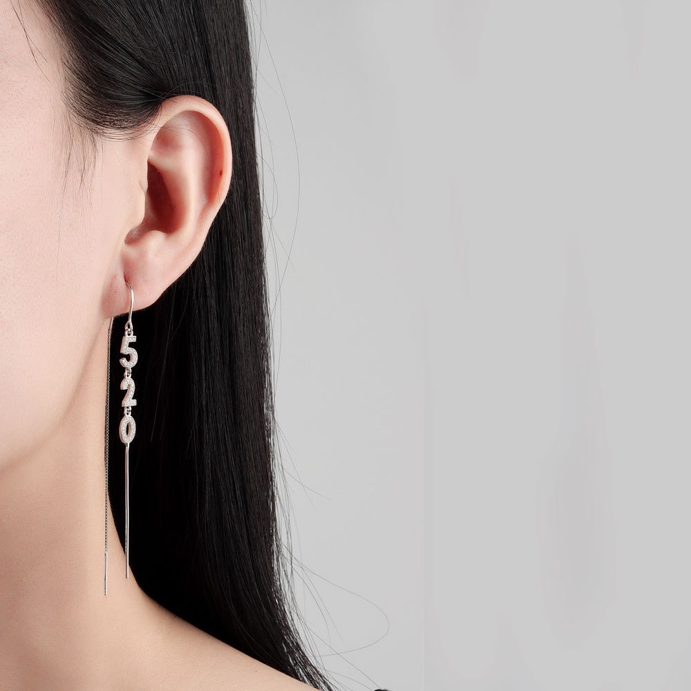 S925 sterling silver stud earrings long tassel earrings - Image 5