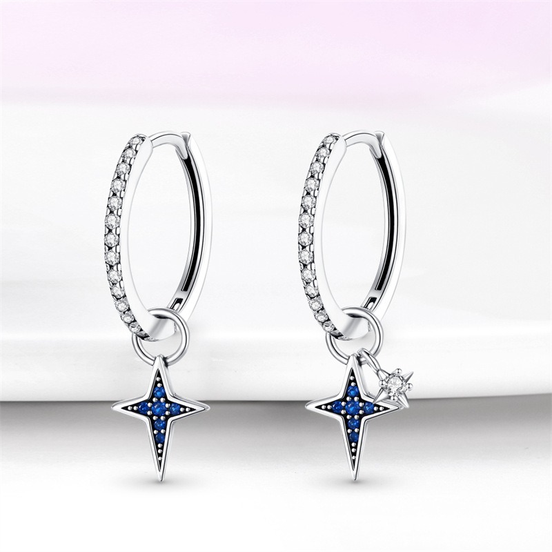 S925 sterling silver stud earrings star earrings - Image 5