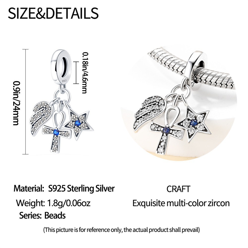 S925 Sterling Silver Beaded DIY Cross Bracelet Accessories - Image 5