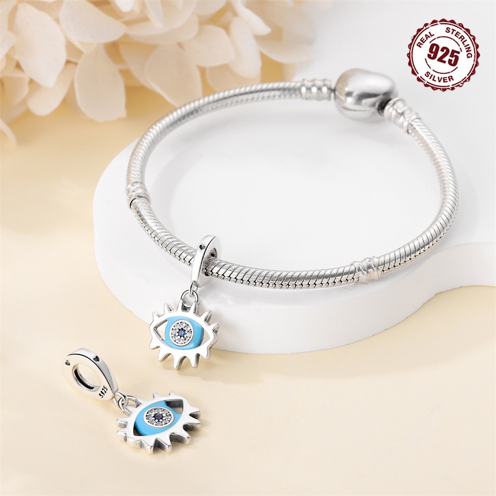 S925 Sterling Silver Beaded DIY Devil's Eye Bracelet Accessories - Image 4