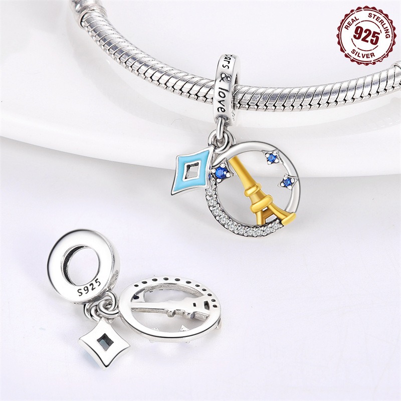 S925 Sterling Silver Beads DIY Earth Tower Bracelet Accessories - Image 5