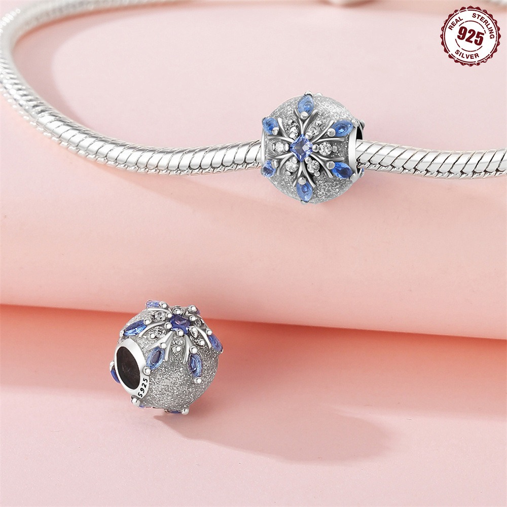 S925 sterling silver beaded DIY glass snowflake bracelet accessories - Image 5