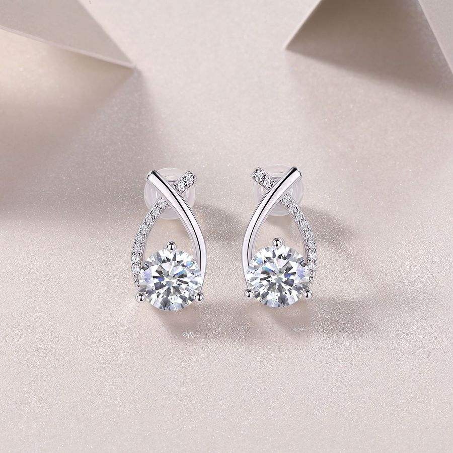 S925 Sterling Silver 1CT Moissanite Stud Earrings - Image 3