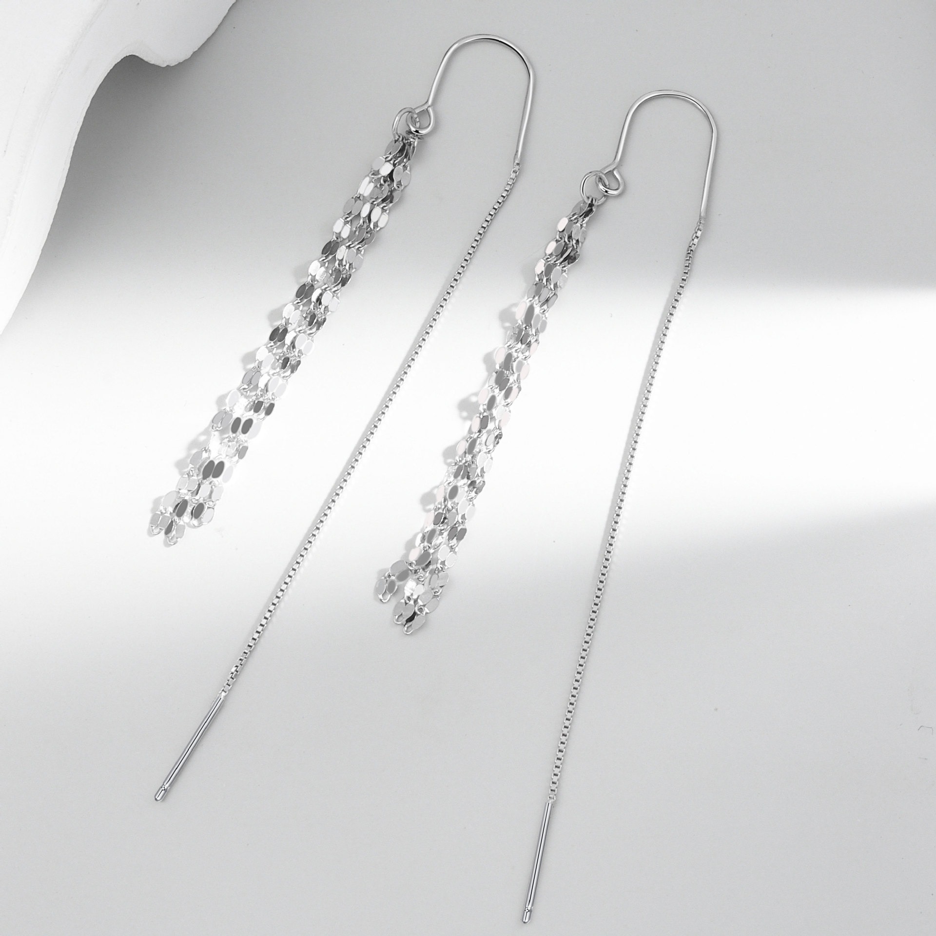 S925 sterling silver stud earrings tassel earrings - Image 3