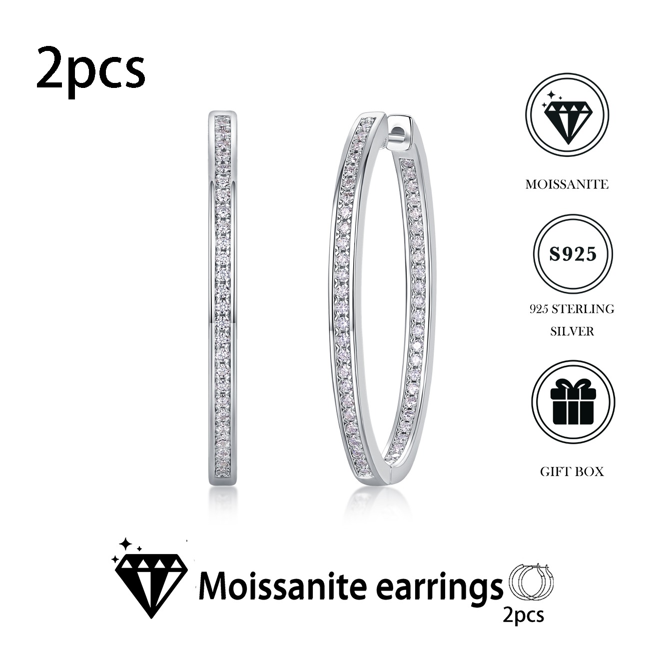 Moissanite S925 sterling silver earrings - Image 3