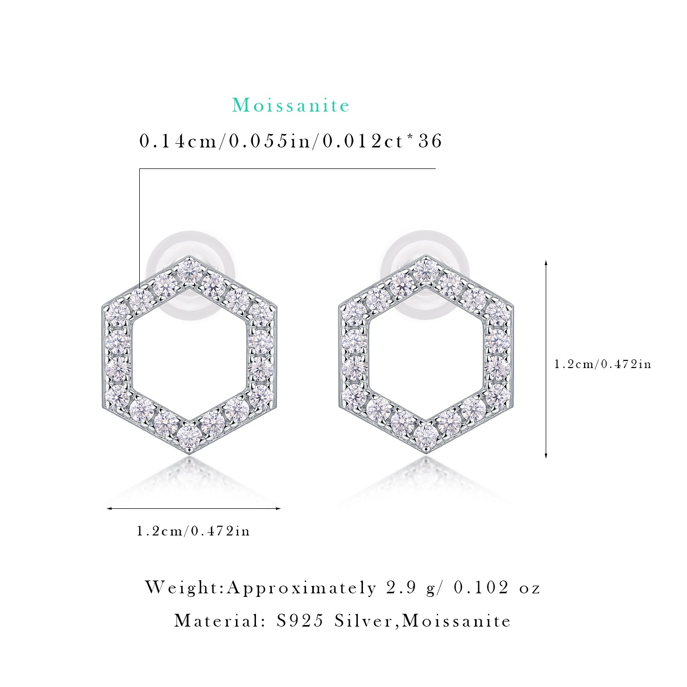 Moissanite S925 sterling silver earrings - Image 2