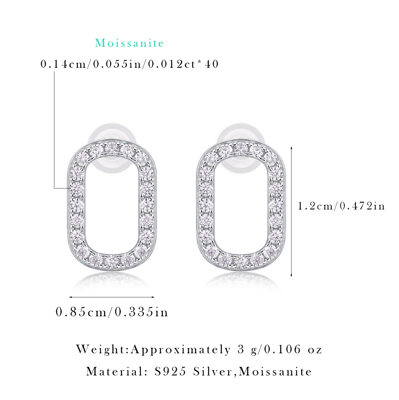 Moissanite S925 sterling silver earrings - Image 2