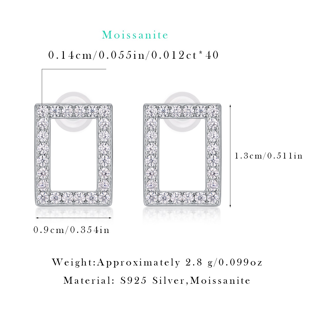 Moissanite S925 sterling silver earrings - Image 2