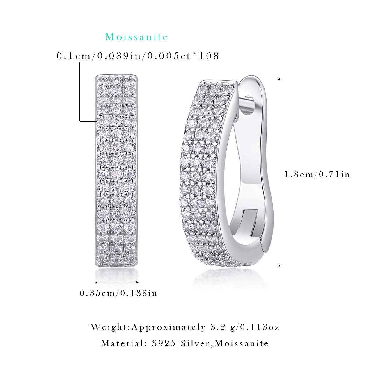 Moissanite S925 sterling silver earrings - Image 2