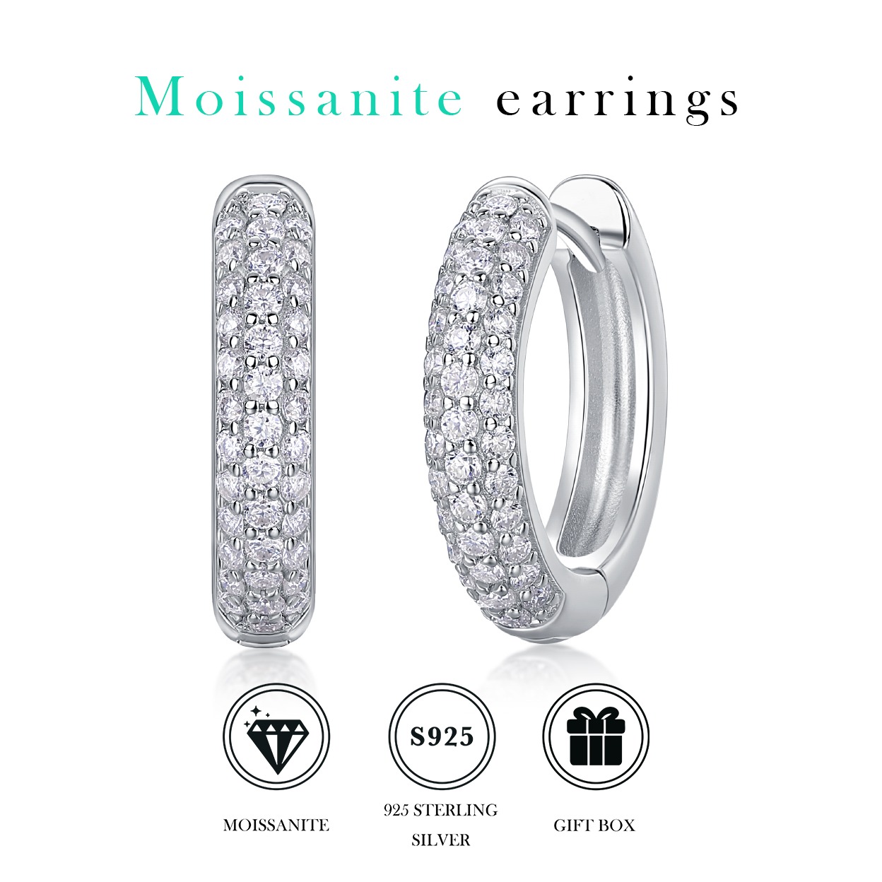 Moissanite S925 sterling silver earrings - Image 2