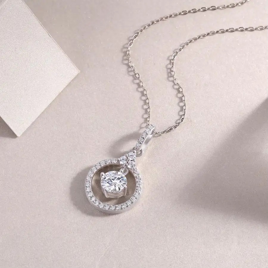 Elegant 1 Carat D Color (VVS1) Moissanite Necklace with 925 Sterling Silver - Image 3