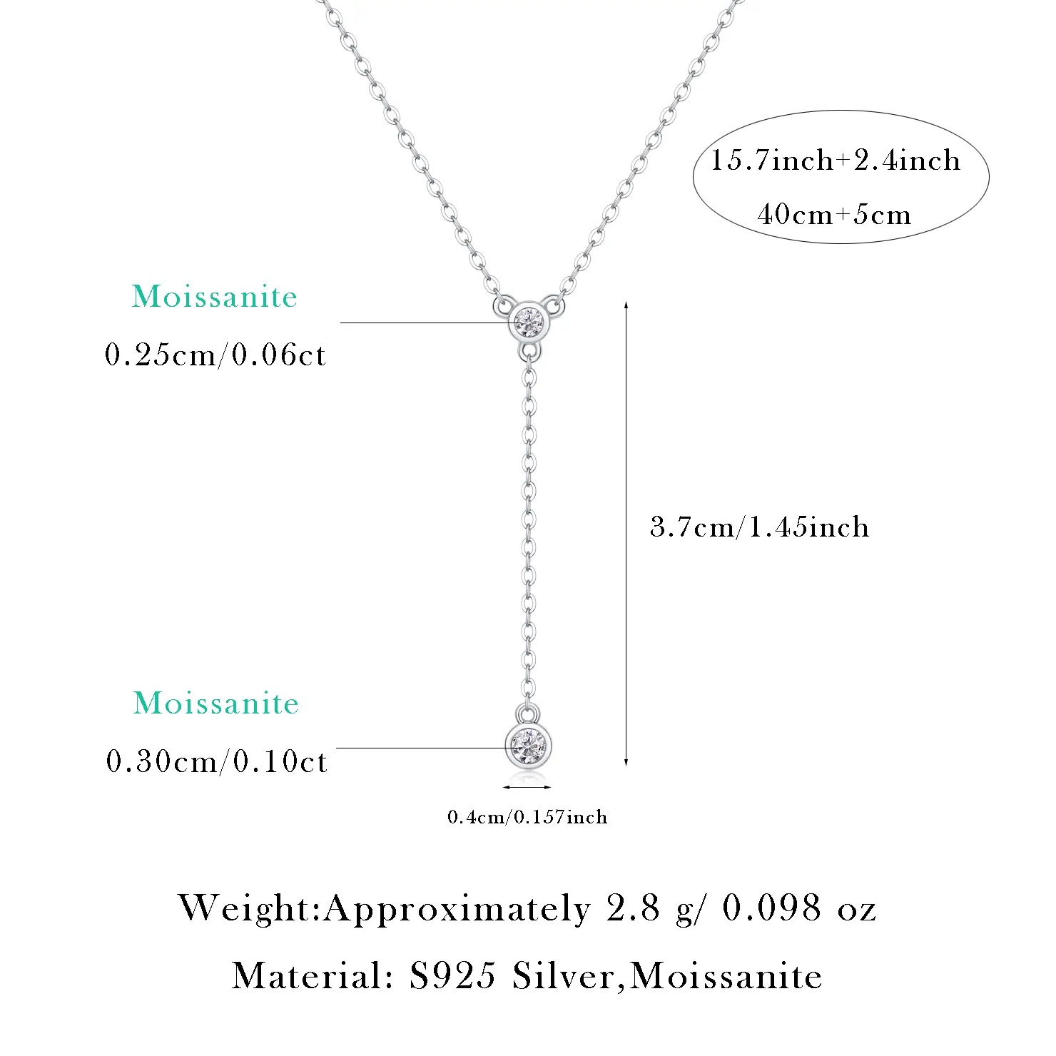 High quality moissanite pendant necklace 925 silver GRA certificate moissanite - Image 2
