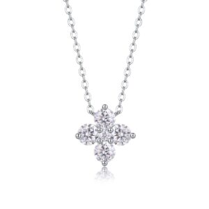 Moissanite Diamond Brilliant Moissanite Necklace 925 Sterling Silver Rhodium Plated Diamond Necklace