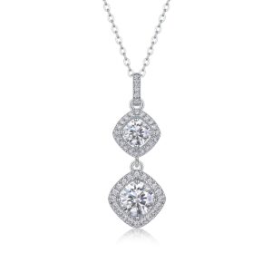 Moissanite Pendants Necklace Passes Diamond Iced Moissanite Pendant 925 Silver
