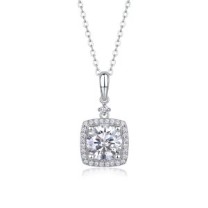 Moissanite Diamond Brilliant Moissanite Necklace 925 Sterling Silver Rhodium Plated Diamond Necklace