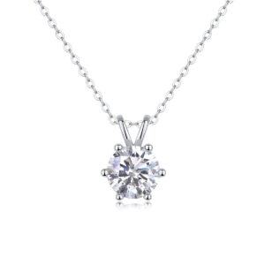 Moissanite Pendant Charm Necklace 925 Silver Jewelry