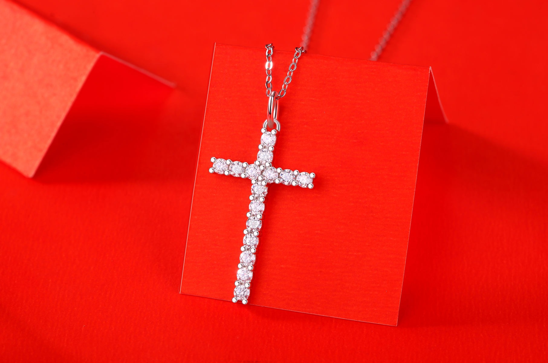 GRA Certificate 925 纯银 VVS Mossinate 钻石吊坠项链 - Image 3