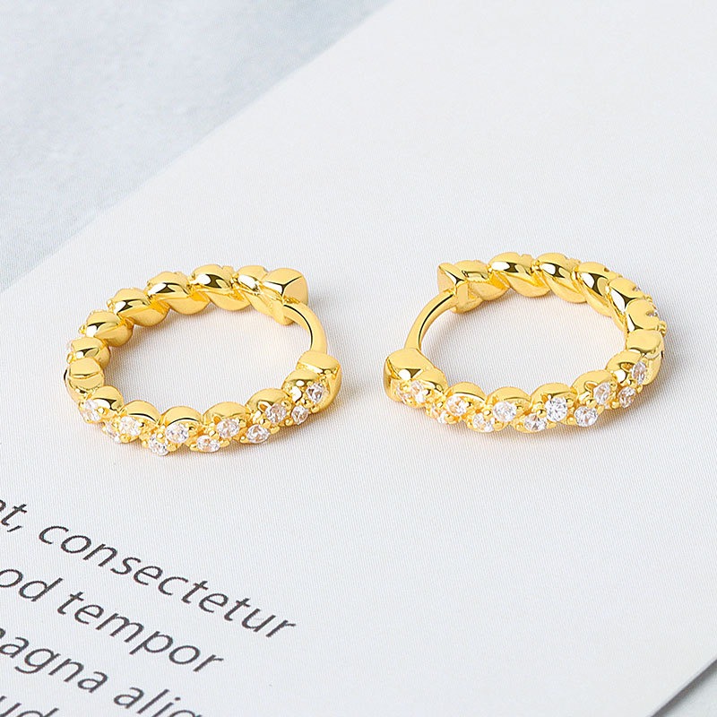 S925 sterling silver stud earrings geometric twist circle earrings - Image 4