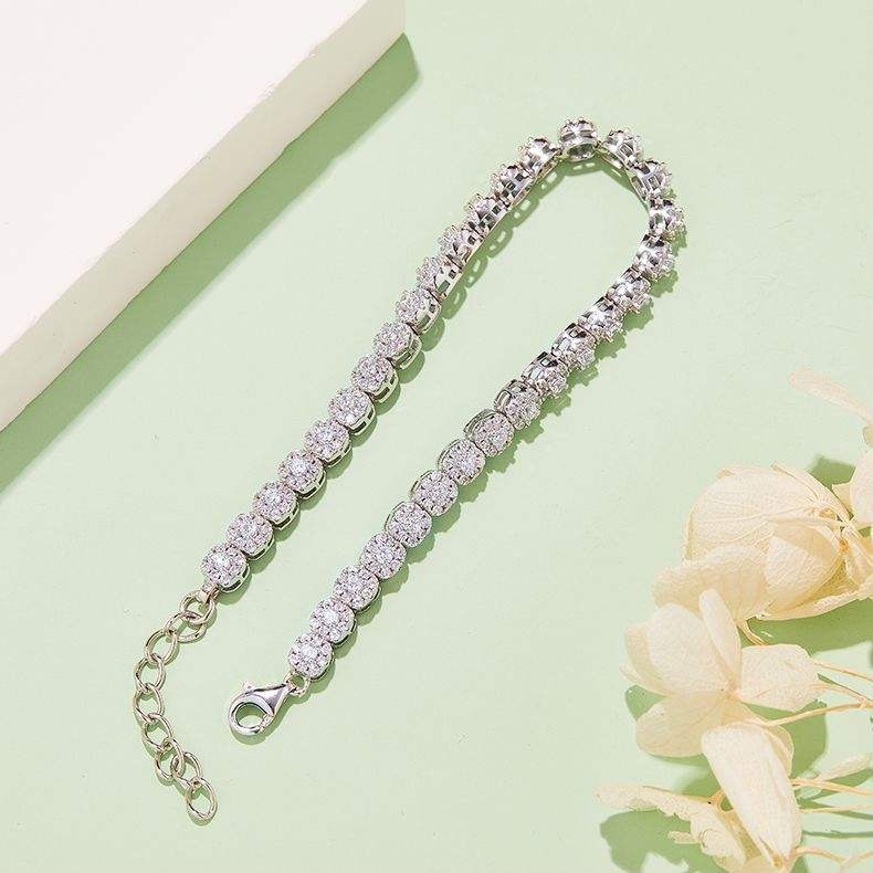 Moissanite Tennis Bracelet - 18K White Gold Plated 925 Sterling Silver, D Color VVS1 Clarity, Unisex Gift - Image 4