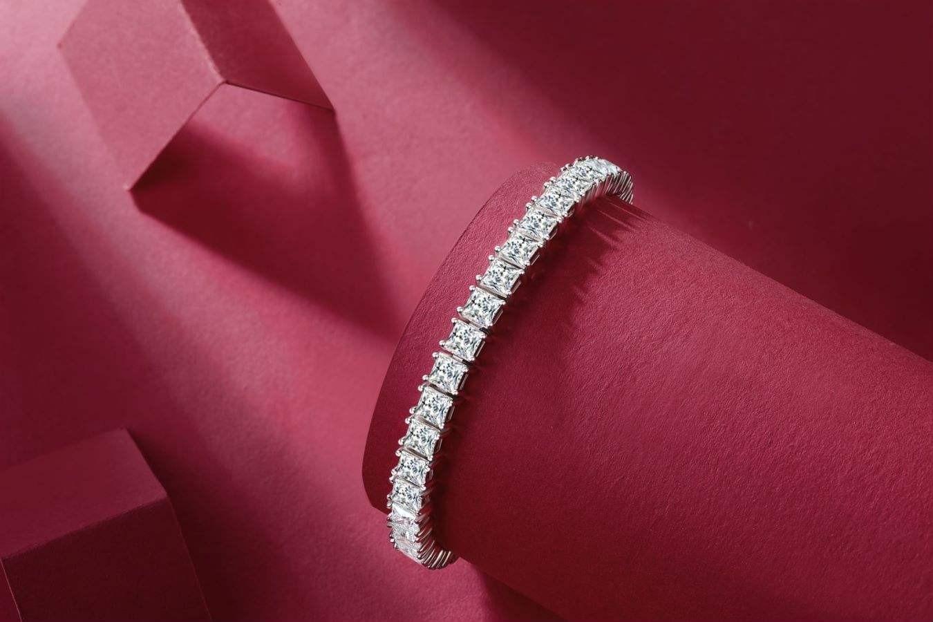 4MM Square Moissanite Tennis Bracelet White Gold Plated 925 Silver D Color VVS1 - Image 3