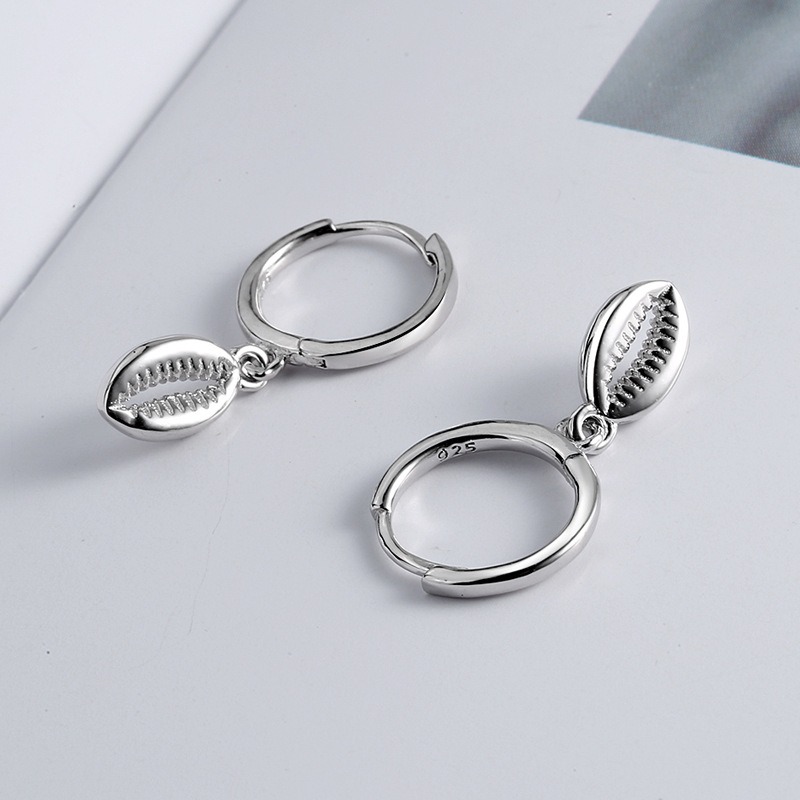 S925 sterling silver stud earrings shell earrings - Image 2