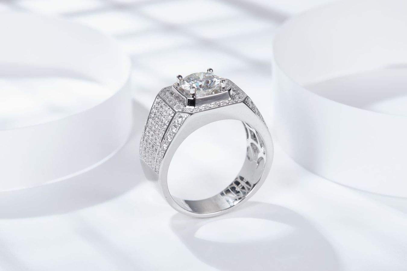 1/2/3/5 Carat Moissanite Ring S925 Silver 18K Gold Plated Engagement Ring Men's - Image 4