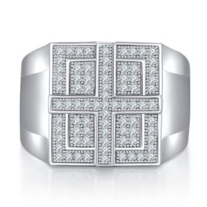 Men's Moissanite Cross Ring, 925 Silver, Trendy Jewelry for Daily/Party Wear