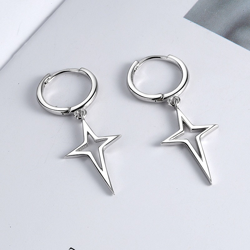 S925 sterling silver stud earrings cross earrings - Image 3