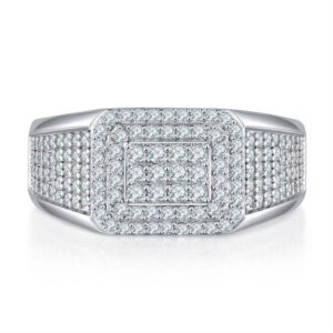 Men's Moissanite Ring S925 Silver Plated Ideal Gift for Birthdays Anniversaries, Weddings