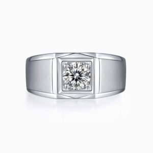 Men's 1 Carat Moissanite Ring in 925 Sterling Silver Single Stone Wedding