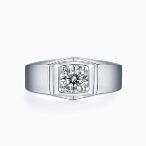 S925 Silver 1 Ct Moissanite Men's Ring Ideal for Formal Events
