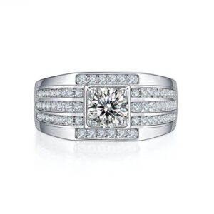 1 Ct Moissanite Ring Men's 925 Silver Luxury Engagement