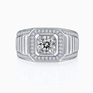1 Carat Moissanite Men's Ring S925 Silver Inlaid
