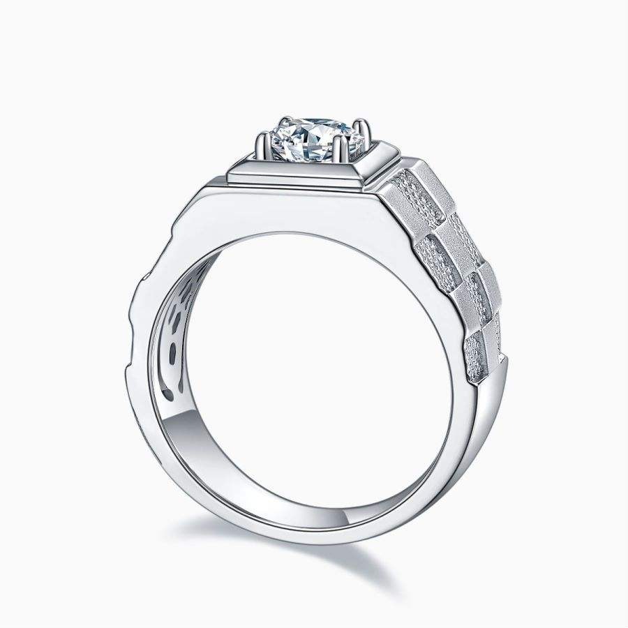 S925 Silver 1 Carat Moissanite Men's Engagement Ring - Image 3