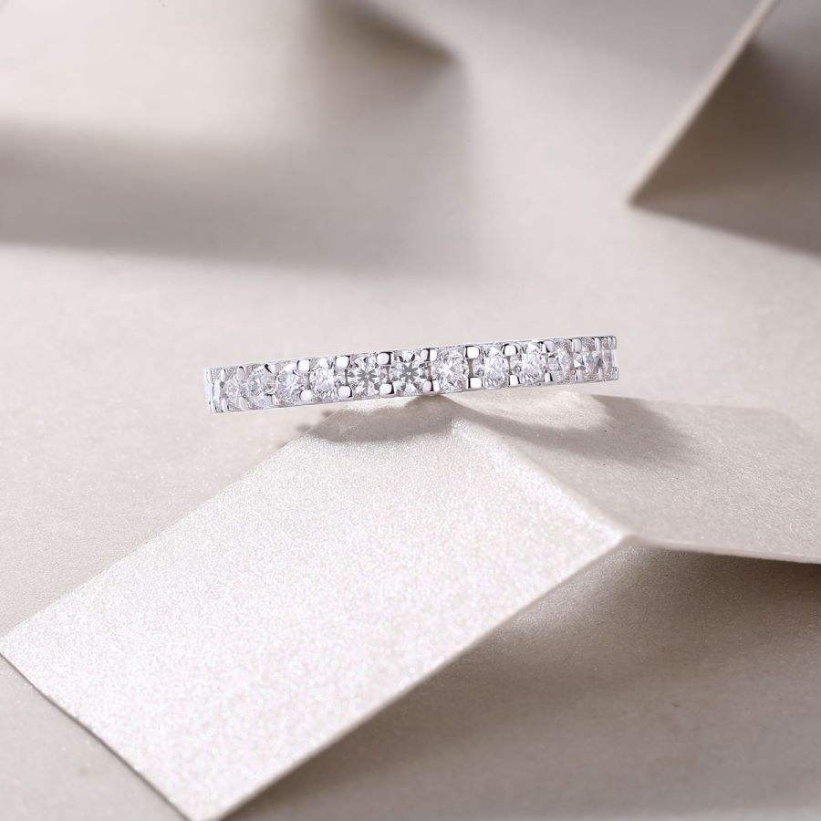 Moissanite Rings Unisex S925 Sterling Silver 2mm - Image 3