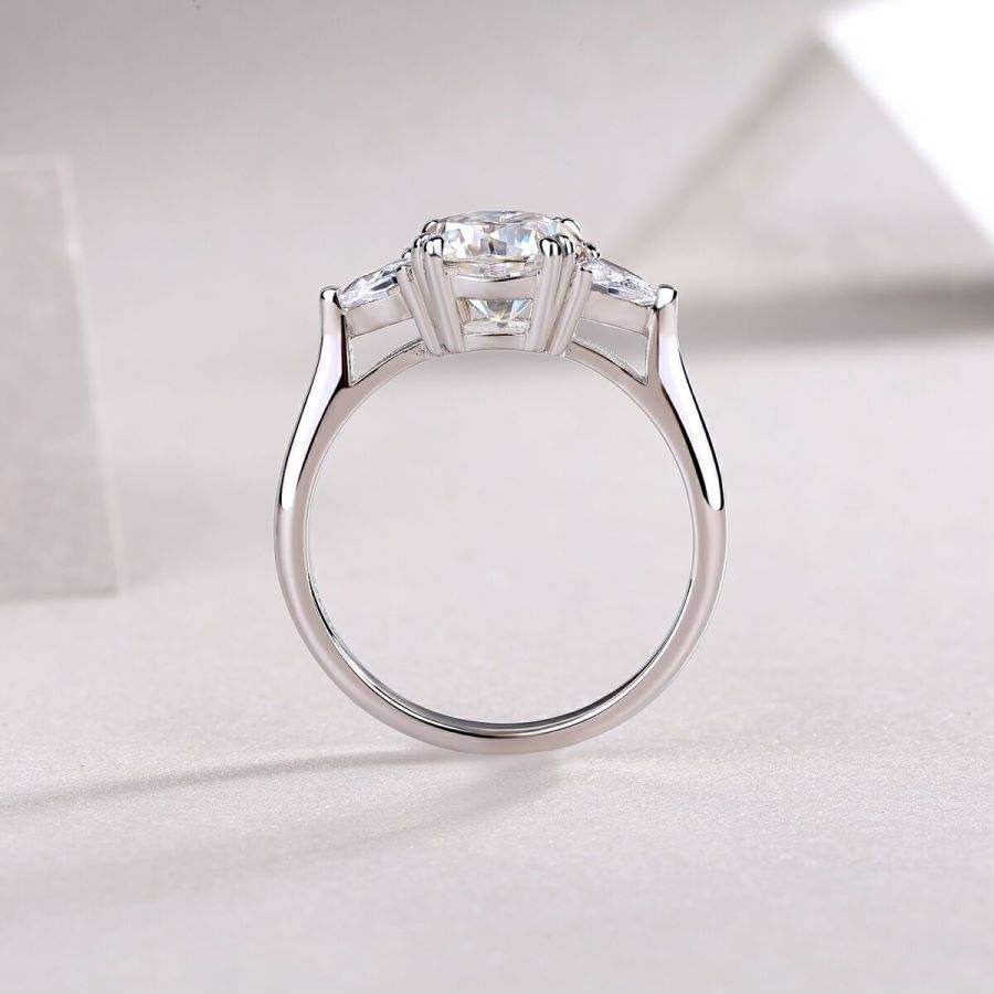 1.6 Carat Moissanite Ring in S925 Silver Plated with 18K White Gold - Wedding Jewelry Gift - Image 3