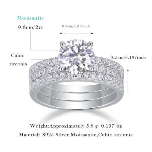 S925 Sterling Silver 2ct Moissanite Engagement Ring for Women