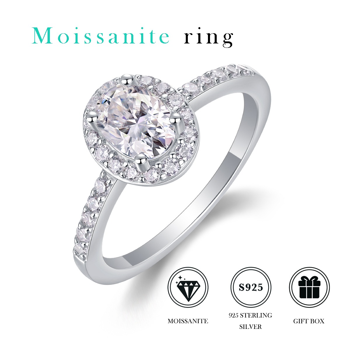 Wholesale 925 Sterling Silver 1ct Moissanite Engagement Ring Jewelry Gold Ring With GRA