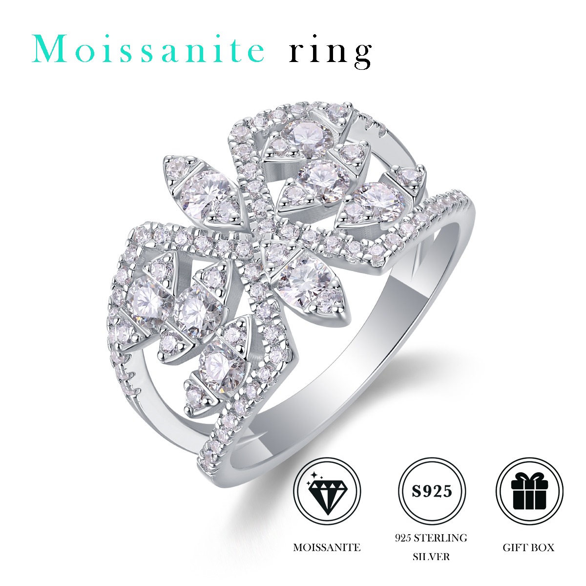Custom 925 Sterling Silver Moissanite Engagement Diamond Ring 4ct Moissanite Wedding Ring With GRA Certificate