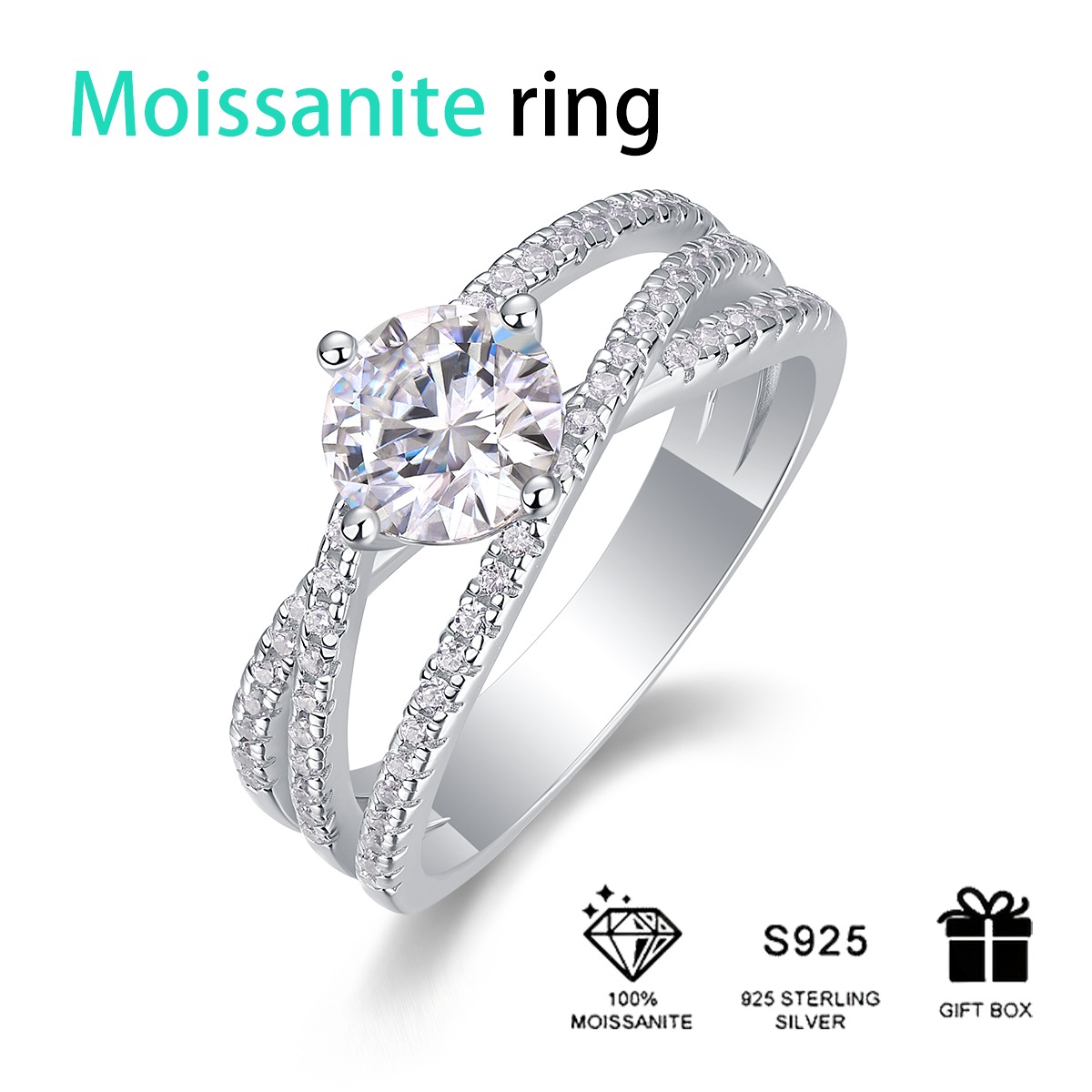 Moissanite Ring Luxury Design Micro Pave Setting Moissanite Men Ring Jewelry for Groomsmen