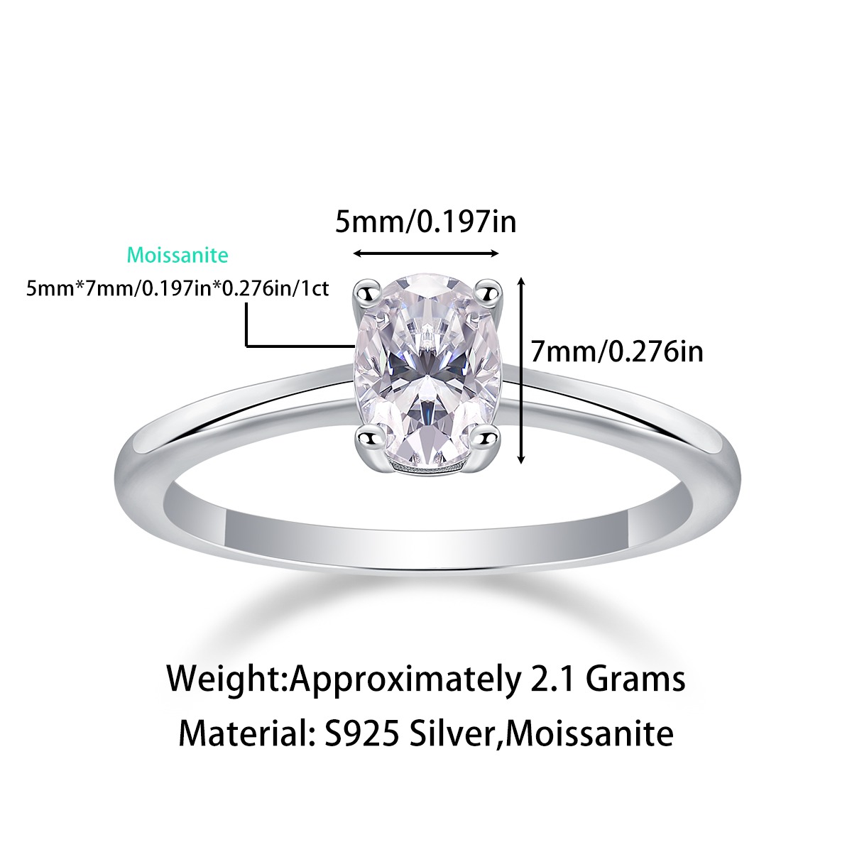 Hot Sale Certificate Real 925 Sterling Silver Moissanite Fine Finger Ring With Beautiful Design Wedding Ring - Image 4