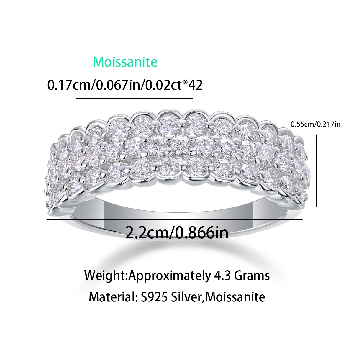 Jewelry 1ct S925 Sterling Silver Ring Female Inlaid Oval Moissanite Diamond Wedding Ring - Image 2