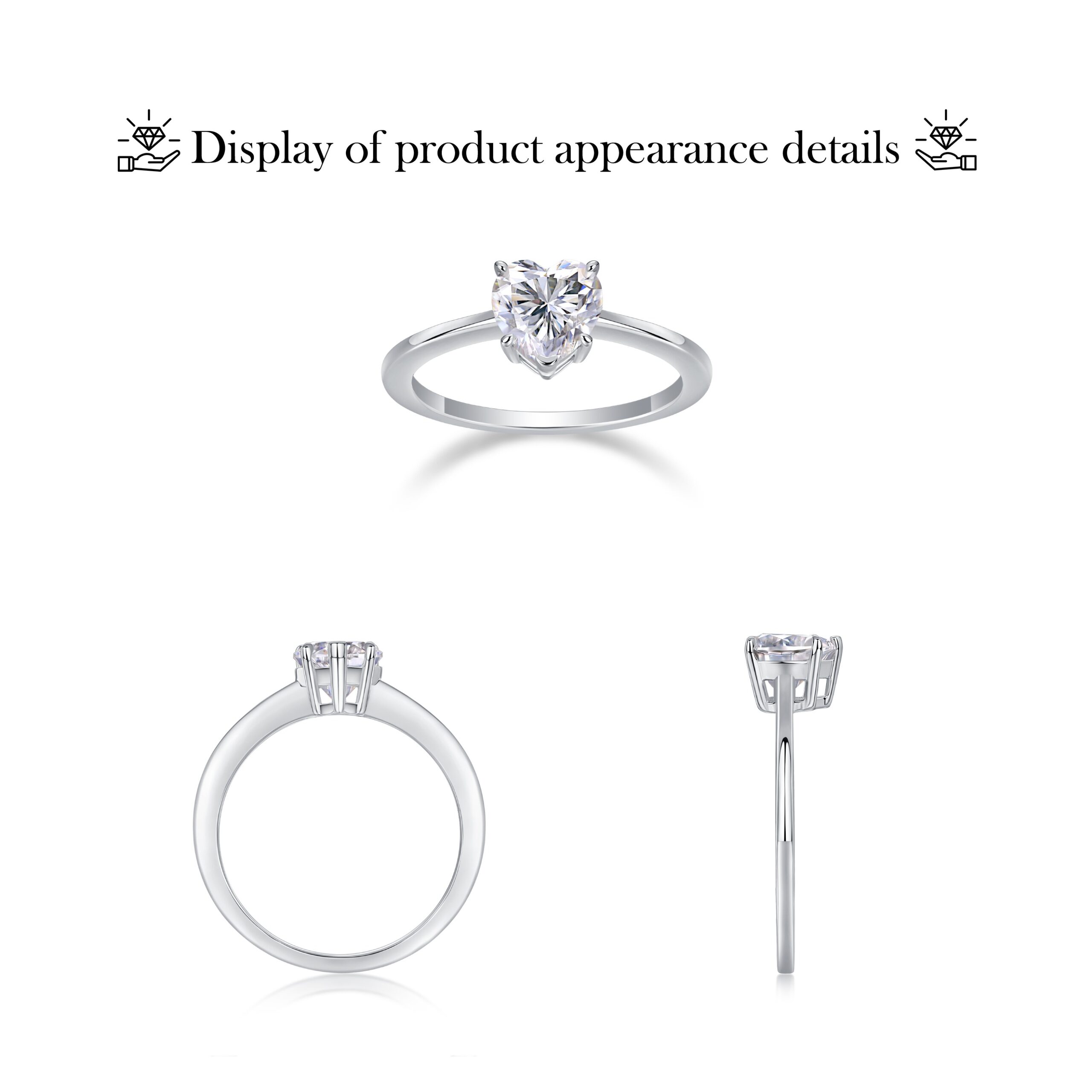 Wholesale 925 Sterling Silver Moissanite Engagement Ring Jewelry White Gold Ring With GRA - Image 3