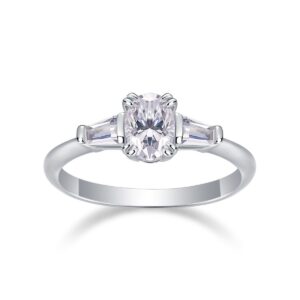 S925 Sterling Silver Moissanite Engagement Ring - Sparkling 3ct Center Stone with Rhodium Plated Jewelry for Women