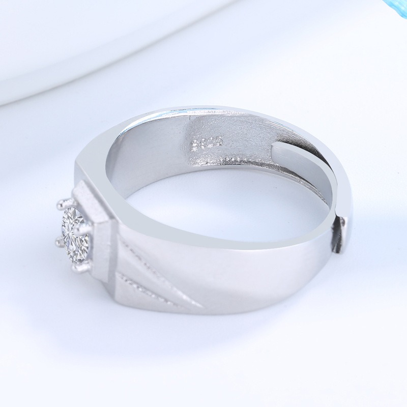 S925 sterling silver ring opening adjustable zircon men's ring - Image 4