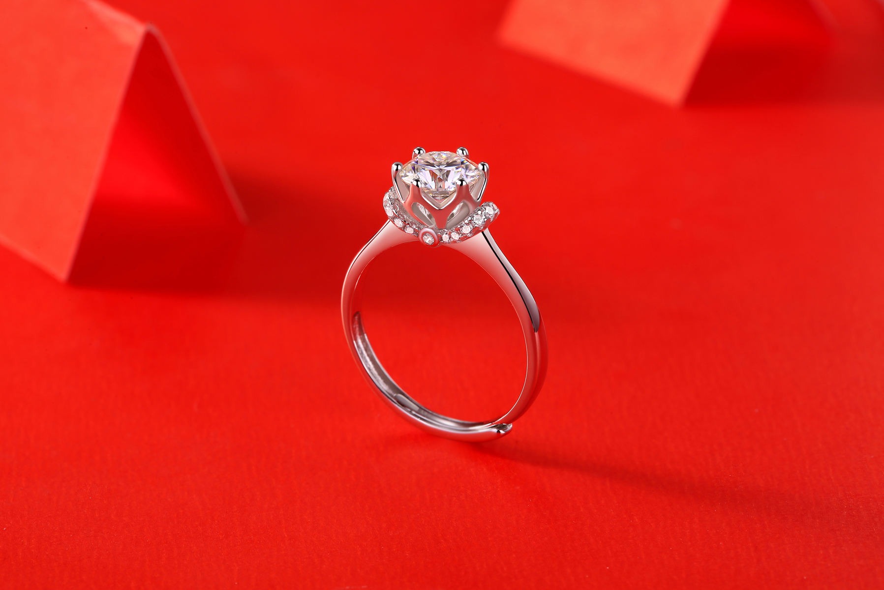 S925 sterling silver ring 1ct moissanite engagement wedding ring for women - Image 3