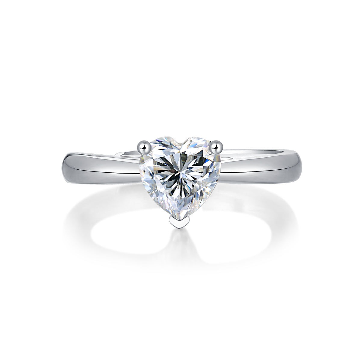 S925 sterling silver ring heart shape 1ct moissanite engagement wedding ring for women