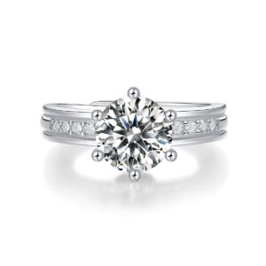 S925 Sterling Silver 2ct Moissanite Rings Exquisite Shiny Full Diamond Rings For Women Engagement Jewelry Manufacturer